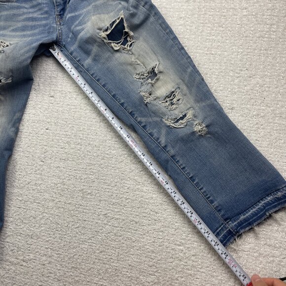 American Eagle Super Stretch Artist Crop Jeans Women’s Sz 12 Distressed Denim - Picture 9 of 13